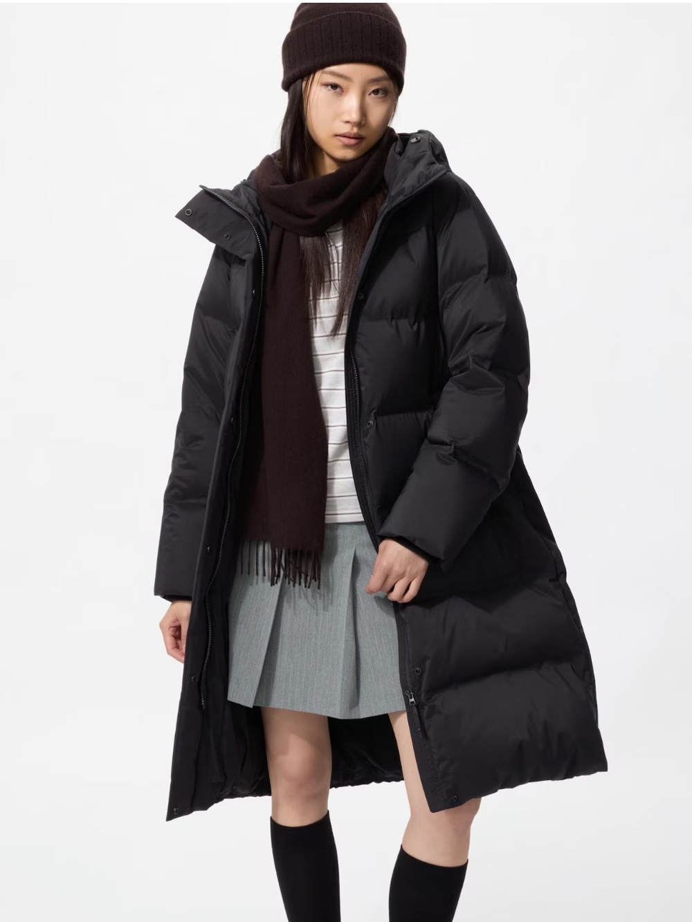 NWT Uniqlo Seamless Down Long Puffer Coat in Black, Size M